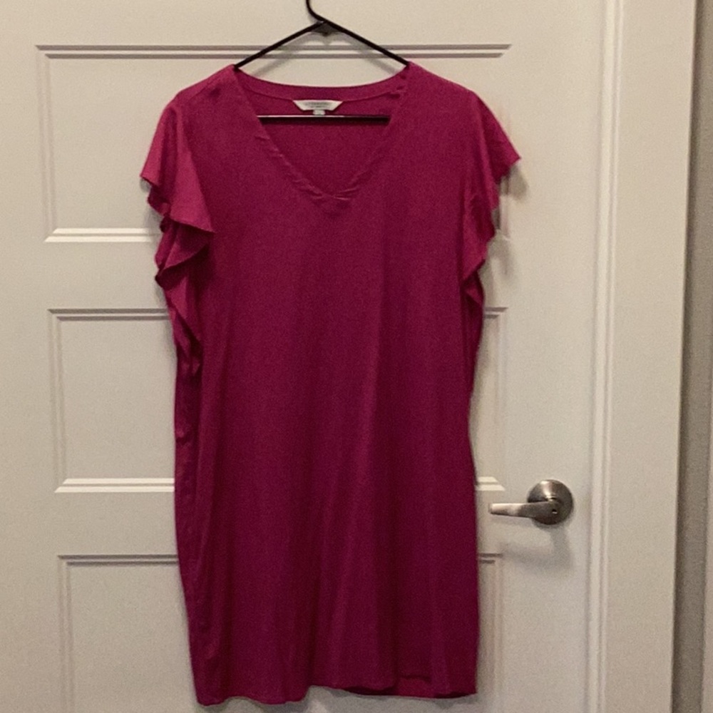 NWT Liverpool Los Angeles - Fuchsia Pink Flutter Sleeve Shift Dress